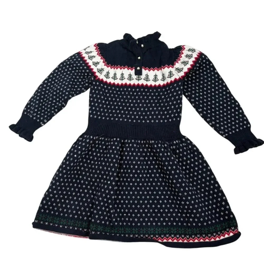 Janie & Jack Girls Christmas Sweater Dress Size 3